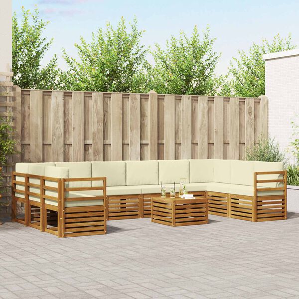 vidaXL Rohov&aacute; sofa sada s pol&scaron;t&aacute;řem 11 pcs Přirozen&aacute; a Kr&eacute;mov&aacute;