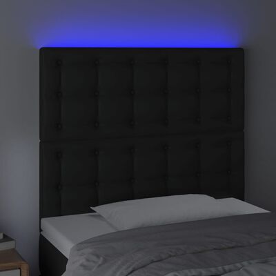 vidaXL Čelo postele s LED černé 90x5x118/128 cm umělá kůže