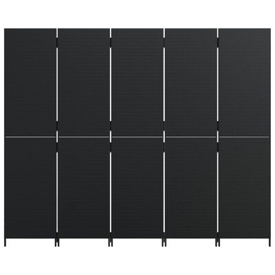 vidaXL Dělicí stěna 5 panelů černá polyratan