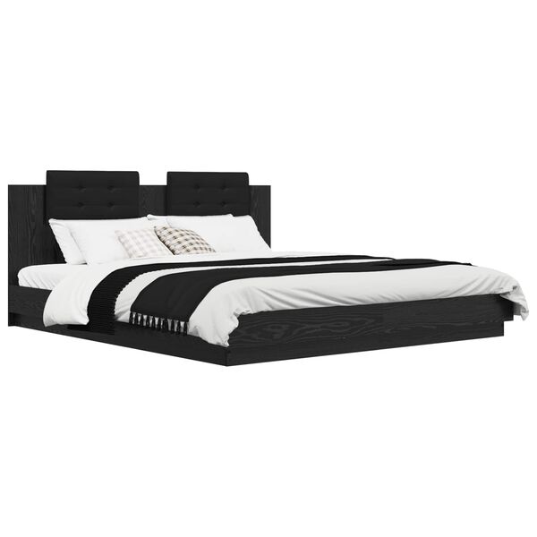 vidaXL R&aacute;m postele s čelem Čern&yacute; dub 200 x 200 cm kompozitn&iacute; dřevo