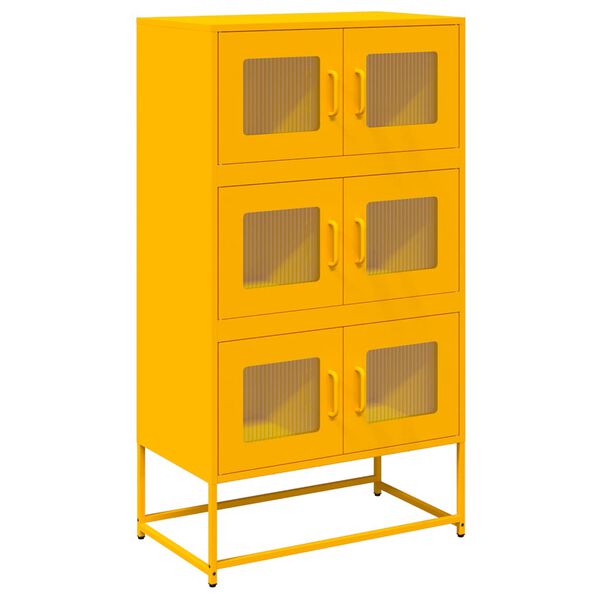 vidaXL Skř&iacute;ň highboard hořčicově žlut&aacute; 68x39x123 cm ocel