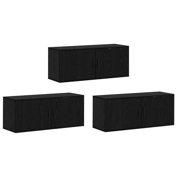 vidaXL N&aacute;stěnn&yacute; TV skř&iacute;ňov&yacute; set 3 pcs Čern&yacute; dub 100 x 34,5 x 40 cm