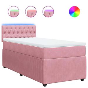 vidaXL Box spring postel s matrac&iacute; růžov&aacute; 80 x 200 cm samet