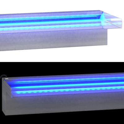 vidaXL Přelivový vodopád s RGB LED osvětlením nerezová ocel 90 cm