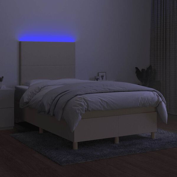 vidaXL Box spring postel s matrac&iacute; a LED kr&eacute;mov&aacute; 120x190 cm textil