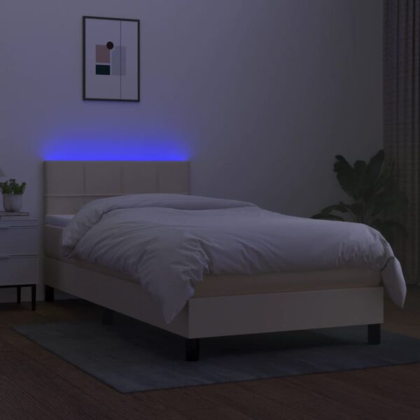 vidaXL Box spring postel s matrac&iacute; a LED kr&eacute;mov&aacute; 80 x 200 cm textil