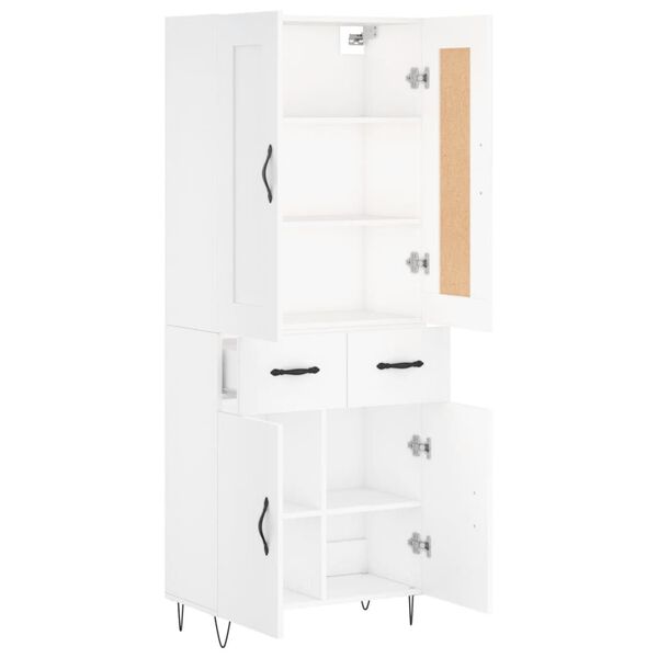 vidaXL Skř&iacute;ň highboard b&iacute;l&aacute; 69,5 x 34 x 180 cm kompozitn&iacute; dřevo