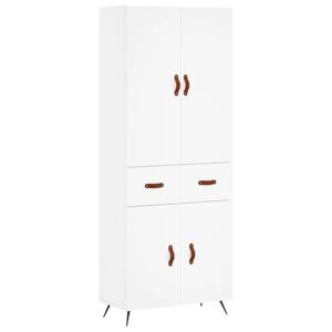 vidaXL Skř&iacute;ň highboard b&iacute;l&aacute; 69,5 x 34 x 180 cm kompozitn&iacute; dřevo