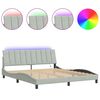 vidaXL R&aacute;m postele s LED osvětlen&iacute;m bez matrace Hanko světle &scaron;ed&yacute; 183 x 213 cm samet