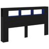 vidaXL LED hlavov&aacute; deska s polic&iacute; Čern&yacute; dub 180 x 18,5 x 103,5 cm