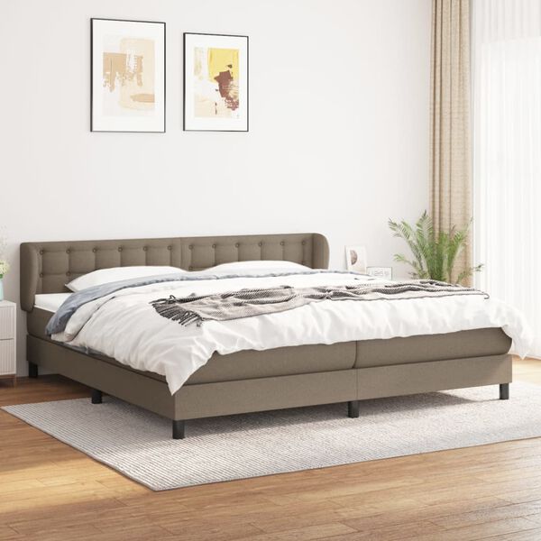 vidaXL Box spring postel s matrac&iacute; taupe 200x200 cm textil