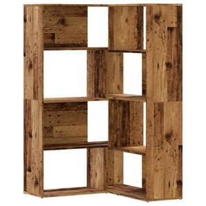 vidaXL Rohov&aacute; knihovna 4patrov&aacute; old wood 85x85x140 cm kompozitn&iacute; dřevo
