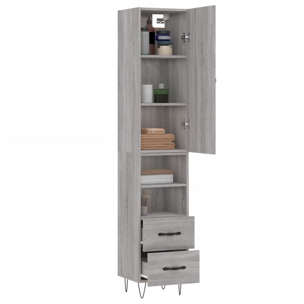 vidaXL Skř&iacute;ň highboard &scaron;ed&aacute; sonoma 34,5 x 34 x 180 cm kompozitn&iacute; dřevo