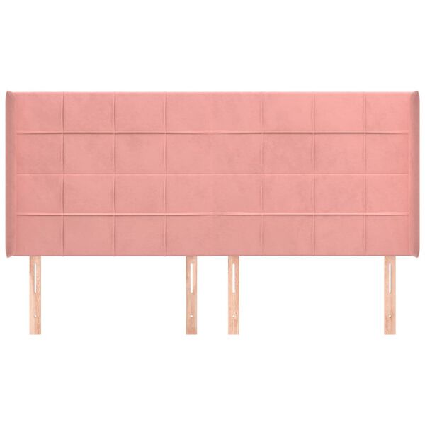 vidaXL Čelo postele typu u&scaron;&aacute;k růžov&eacute; 203x16x118/128 cm samet