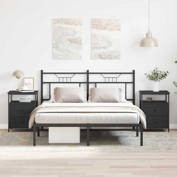 vidaXL Nočn&iacute; skř&iacute;ňka se z&aacute;suvkou 2 pcs Čern&yacute; dub 34 x 35,5 x 50 cm