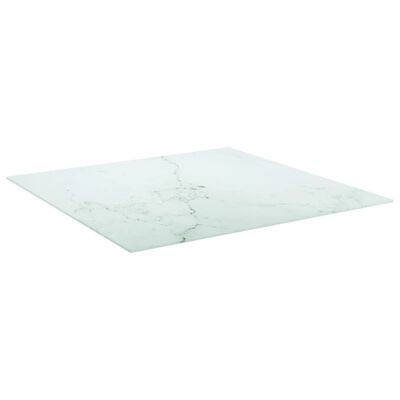 vidaXL Stolní deska bílá 80 x 80 cm 6 mm tvrzené sklo mramorový design