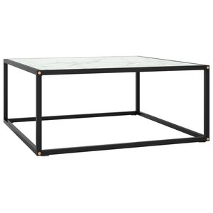 vidaXL Konferenčn&iacute; stolek čern&yacute; s b&iacute;l&yacute;m mramorov&yacute;m sklem 80x80x35 cm