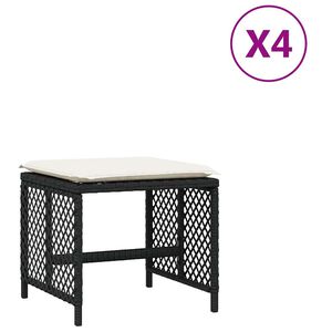 vidaXL Zahradn&iacute; stoličky s podu&scaron;kami 4 ks čern&eacute; 41x41x36 cm polyratan