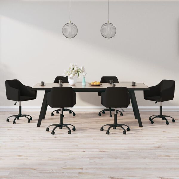 vidaXL Otočn&eacute; j&iacute;deln&iacute; židle 6 ks čern&eacute; samet