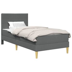 vidaXL R&aacute;m postele s matrac&iacute; s čelo Tmavě &scaron;ed&aacute; 90 x 190 cm textil