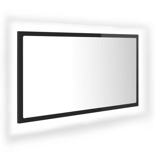 vidaXL LED koupelnov&eacute; zrcadlo čern&eacute; vysok&yacute; lesk 80x8,5x37 cm akrylov&eacute;