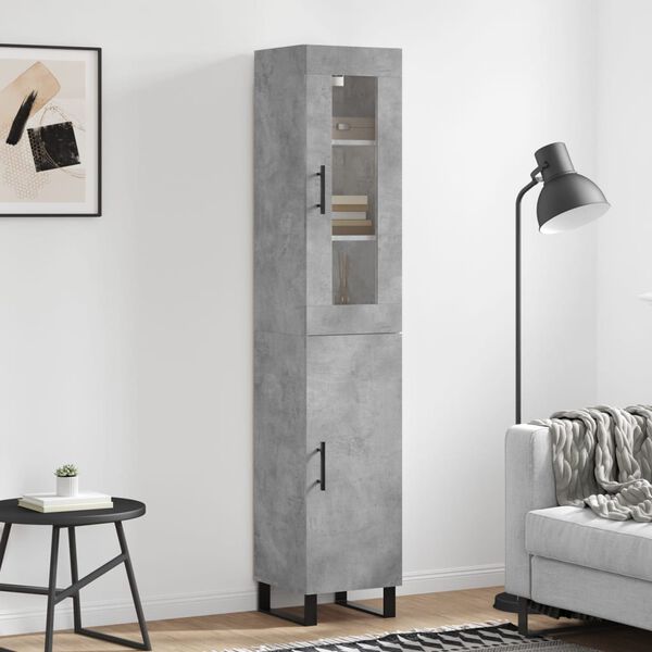 vidaXL Skř&iacute;ň highboard betonově &scaron;ed&aacute; 34,5x34x180 cm kompozitn&iacute; dřevo