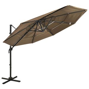 vidaXL 4stupňov&yacute; zahradn&iacute; slunečn&iacute;k s hlin&iacute;kovou tyč&iacute; taupe 3 x 3 m