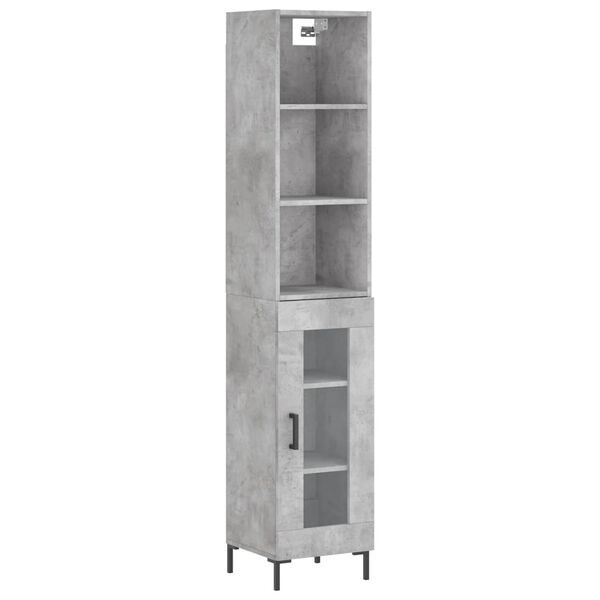 vidaXL Skř&iacute;ň highboard betonově &scaron;ed&aacute; 34,5x34x180 cm kompozitn&iacute; dřevo