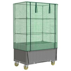 vidaXL Vyv&yacute;&scaron;en&yacute; z&aacute;hon s kolečky a sklen&iacute;k ratanov&yacute; vzhled 80x50x182 cm