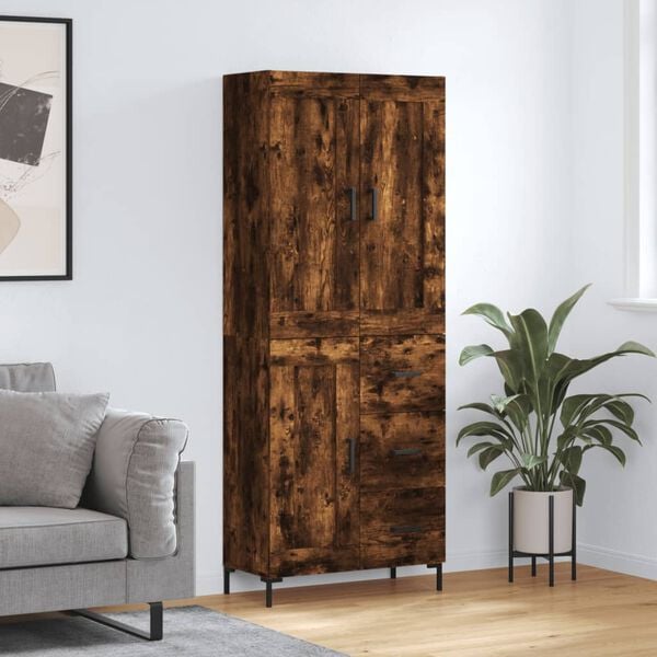vidaXL Skř&iacute;ň highboard kouřov&yacute; dub 69,5 x 34 x 180 cm kompozitn&iacute; dřevo