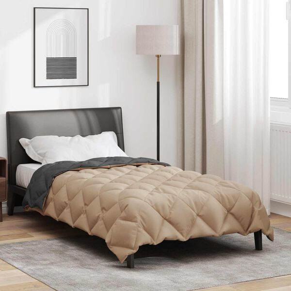 vidaXL Zimn&iacute; přikr&yacute;vka Antracitov&aacute; a taupe 220 x 155 cm Mikrovl&aacute;kno