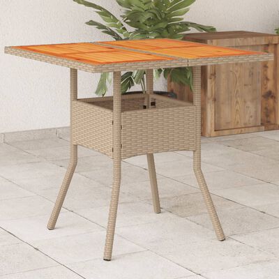 vidaXL Zahradní stůl béžový 80 x 80 x 75 cm polyratan akáciové dřevo