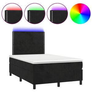 vidaXL Box spring postel s matrac&iacute; a LED čern&aacute; 120x200 cm samet