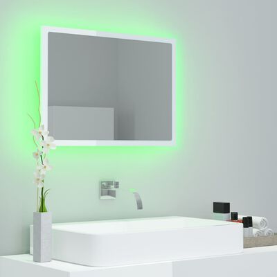 vidaXL LED koupelnové zrcadlo bílé vysoký lesk 60x8,5x37 cm akrylové