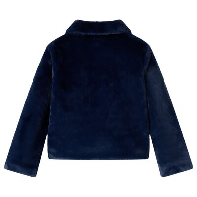 Dětský kabát umělá kožešina námořnicky modrý 92