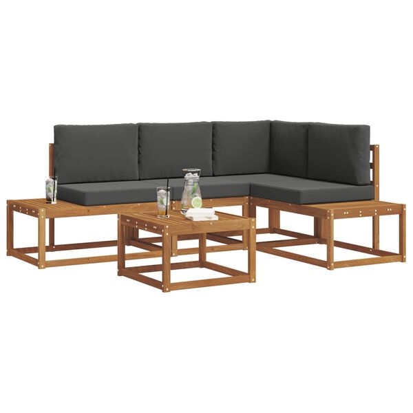 vidaXL Venkovn&iacute; pohovkov&aacute; souprava 5 Kus Přirozen&aacute; a Anthracitov&aacute;