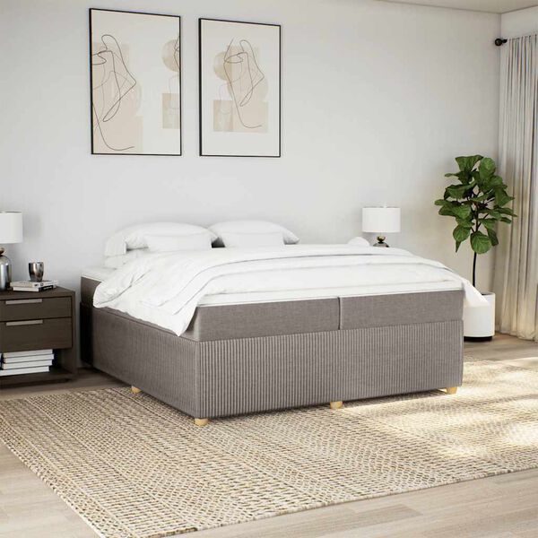 vidaXL Box spring postel s matrac&iacute; taupe 200x200 cm textil