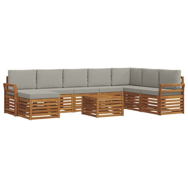 vidaXL Sedac&iacute; soupravy s pol&scaron;t&aacute;řem 9 pcs Př&iacute;rodn&iacute; a světle &scaron;ed&aacute;