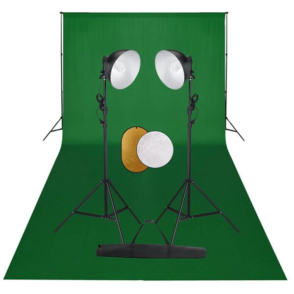 vidaXL Foto studio set s osvětlen&iacute;m, fotopozad&iacute;m a reflektorem