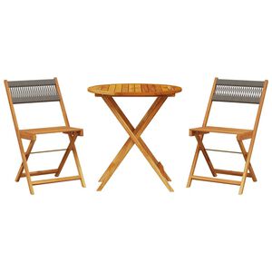 vidaXL 3d&iacute;ln&yacute; bistro set &scaron;ed&yacute; polypropylen a masivn&iacute; dřevo