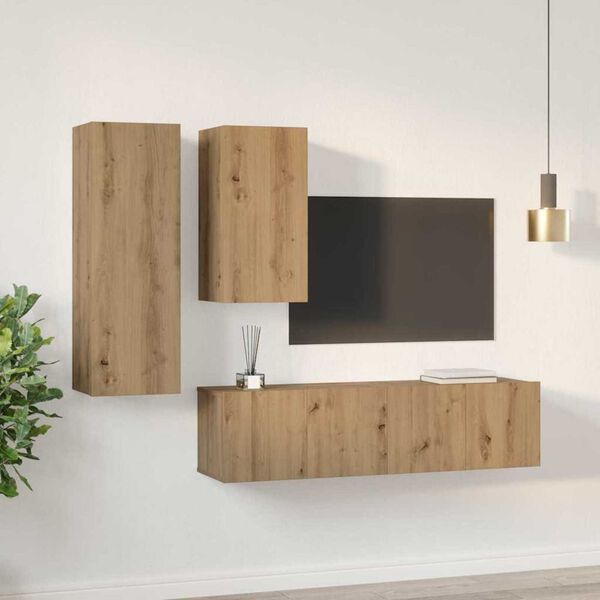 vidaXL Sestava TV skř&iacute;něk N&aacute;stěnn&yacute; 4 pcs dub artisan 30.5 x 30 x 90 cm