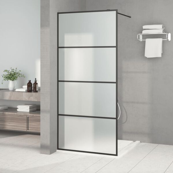 vidaXL Sprchov&aacute; z&aacute;stěna walk-in čern&aacute; 90 x 195 cm ml&eacute;čn&eacute; ESG sklo