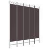 vidaXL 5 d&iacute;ln&yacute; parav&aacute;n hněd&yacute; 200x220 cm textil