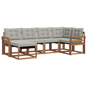 vidaXL Venkovn&iacute; pohovkov&aacute; souprava 6 pcs Př&iacute;rodn&iacute; a světle &scaron;ed&aacute;