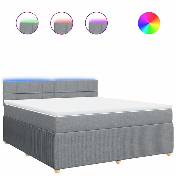 vidaXL Box spring postel s matrac&iacute; světle &scaron;ed&aacute; 180 x 200 cm textil