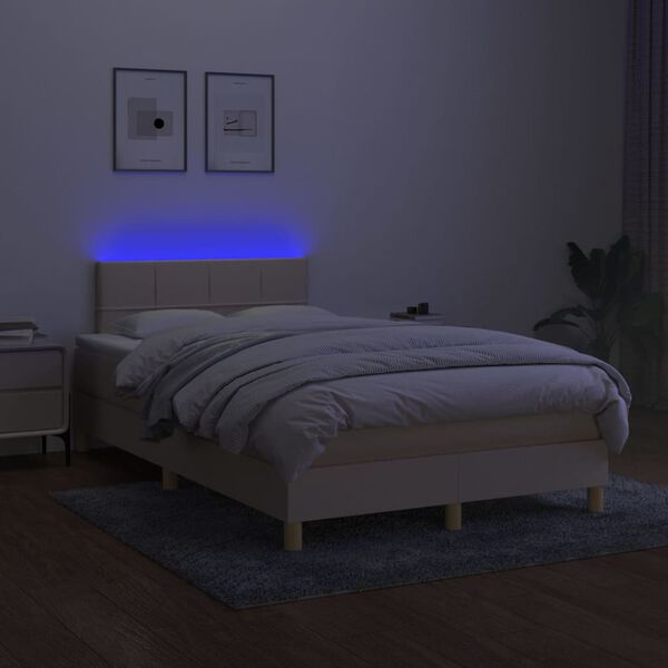 vidaXL Box spring postel s matrac&iacute; a LED kr&eacute;mov&aacute; 120 x 200 cm textil