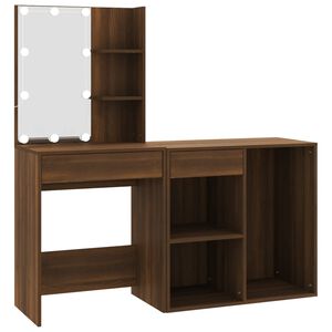 vidaXL LED toaletn&iacute; stolek se skř&iacute;ňkou hněd&yacute; dub kompozitn&iacute; dřevo