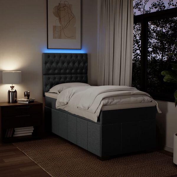 vidaXL Box spring postel s matrac&iacute; tmavě &scaron;ed&aacute; 90x190 cm textil