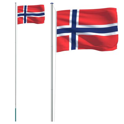 vidaXL Vlajka Norska a stožár 6,23 m hliník