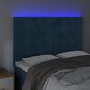 vidaXL Čelo postele s LED tmavě modr&eacute; 144x5x118/128 cm samet